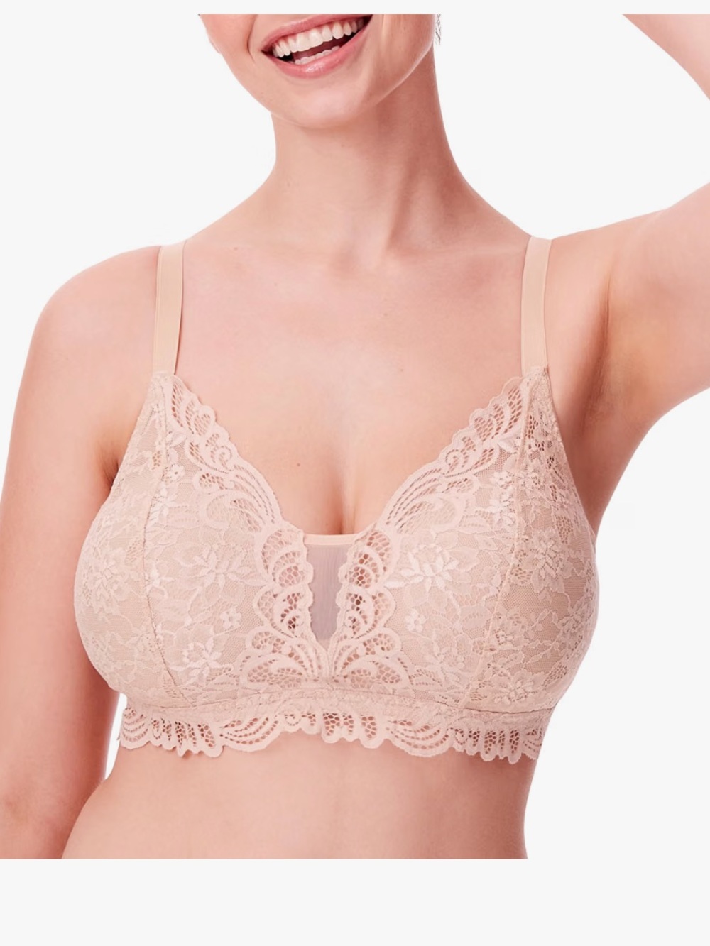 Bali Beautifully you lace no wire Plunge Bralette in Nude 3xl NWT